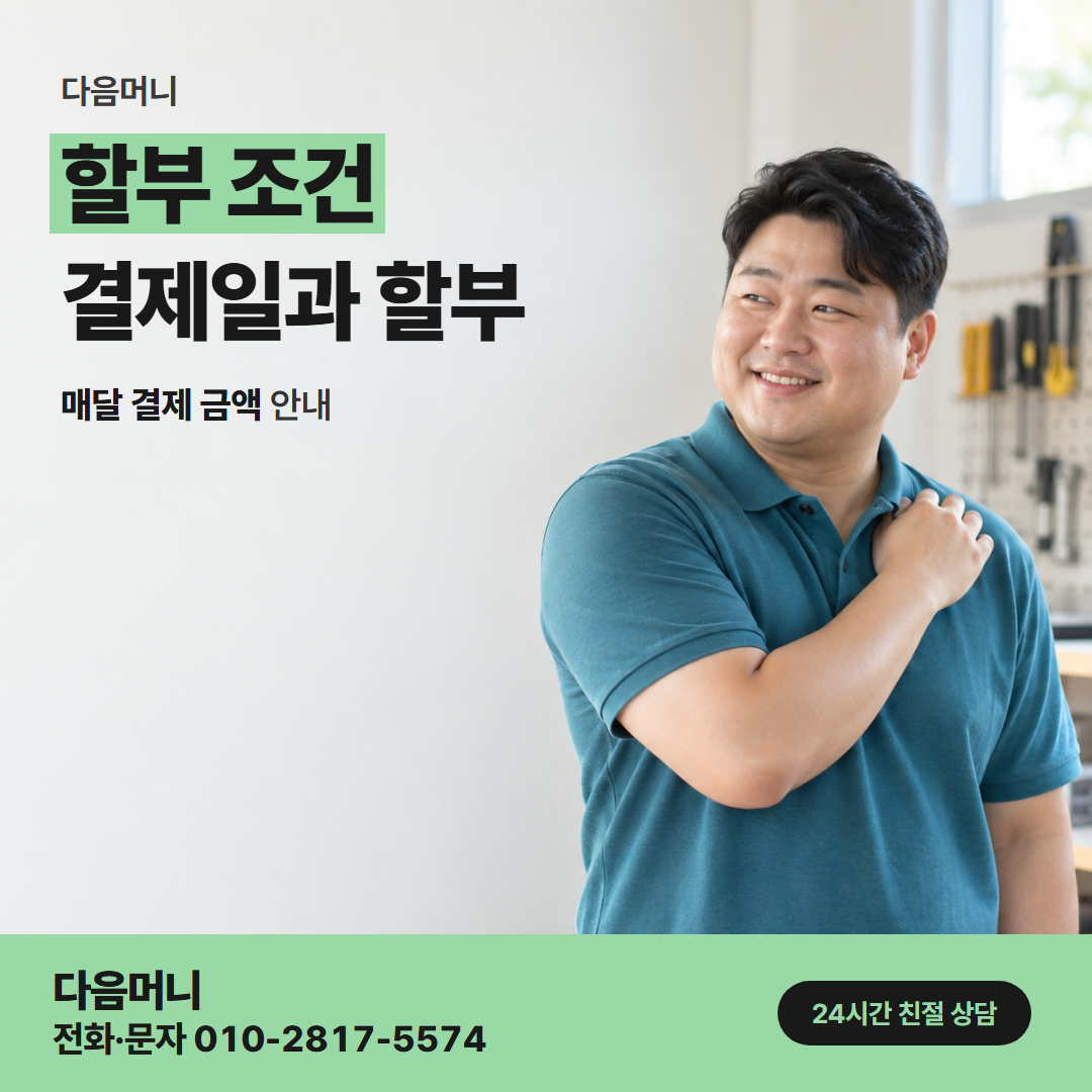 다음머니 과천카드깡 결제일을 앞두고 정하는 할부 개월