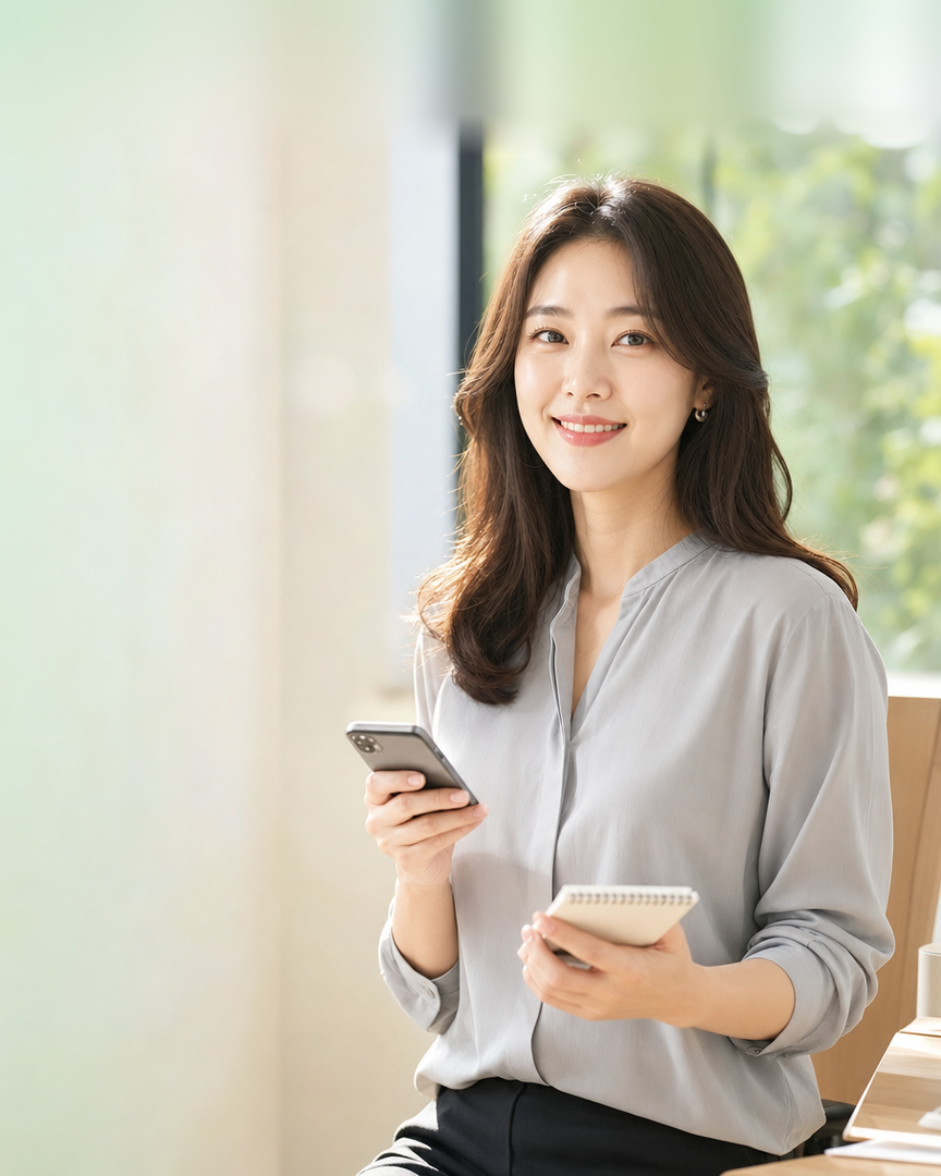 다음머니 과천카드깡 수첩과 휴대폰으로 결제일을 보는 고객